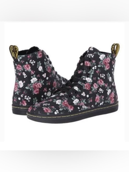 Dr. Martens Shoes - Dr. Martens Hackney 7-Eye Canvas Boot in Black Vintage Rose